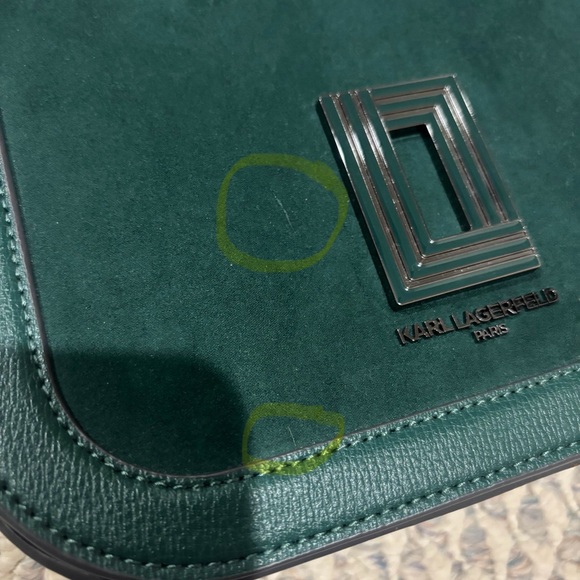 Karl Lagerfeld Teal Suede Shoulder Bag - Picture 8 of 8